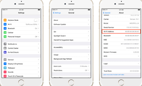 How to find mac address on iPhone?