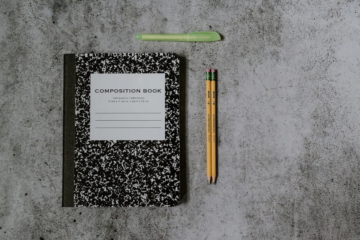 how to start a gratitude journal practice - Notebook and #2 pencils with a highlighter